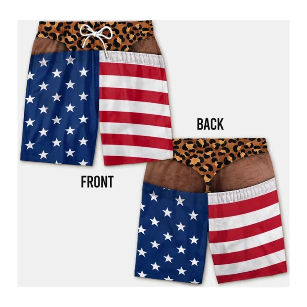 The Stars And Stripes Fun Beach Party Swim Trunks For Men Unique Personality Fashion Beach Shorts Sea Outdoor Novel Shorts Hot