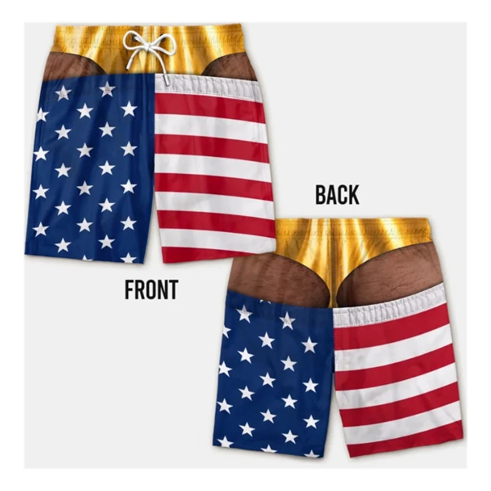 The Stars And Stripes Fun Beach Party Swim Trunks For Men Unique Personality Fashion Beach Shorts Sea Outdoor Novel Shorts Hot