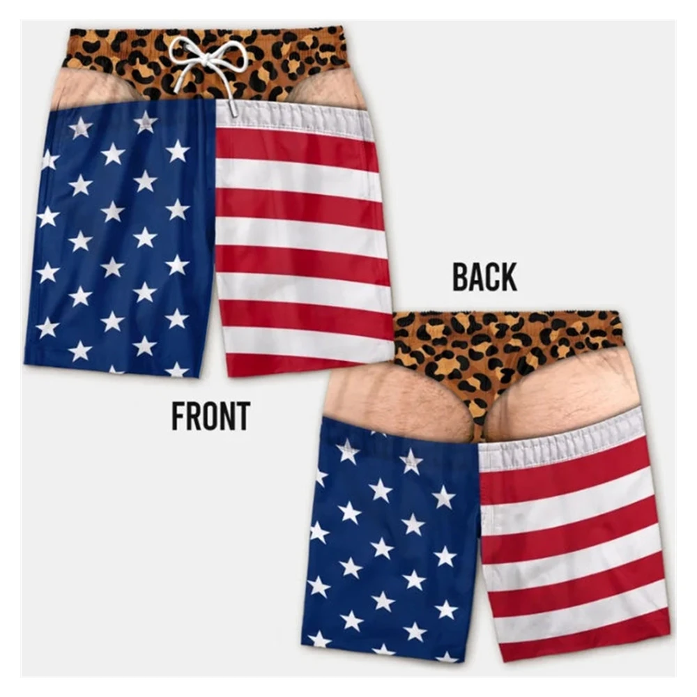 The Stars And Stripes Fun Beach Party Swim Trunks For Men Unique Personality Fashion Beach Shorts Sea Outdoor Novel Shorts Hot