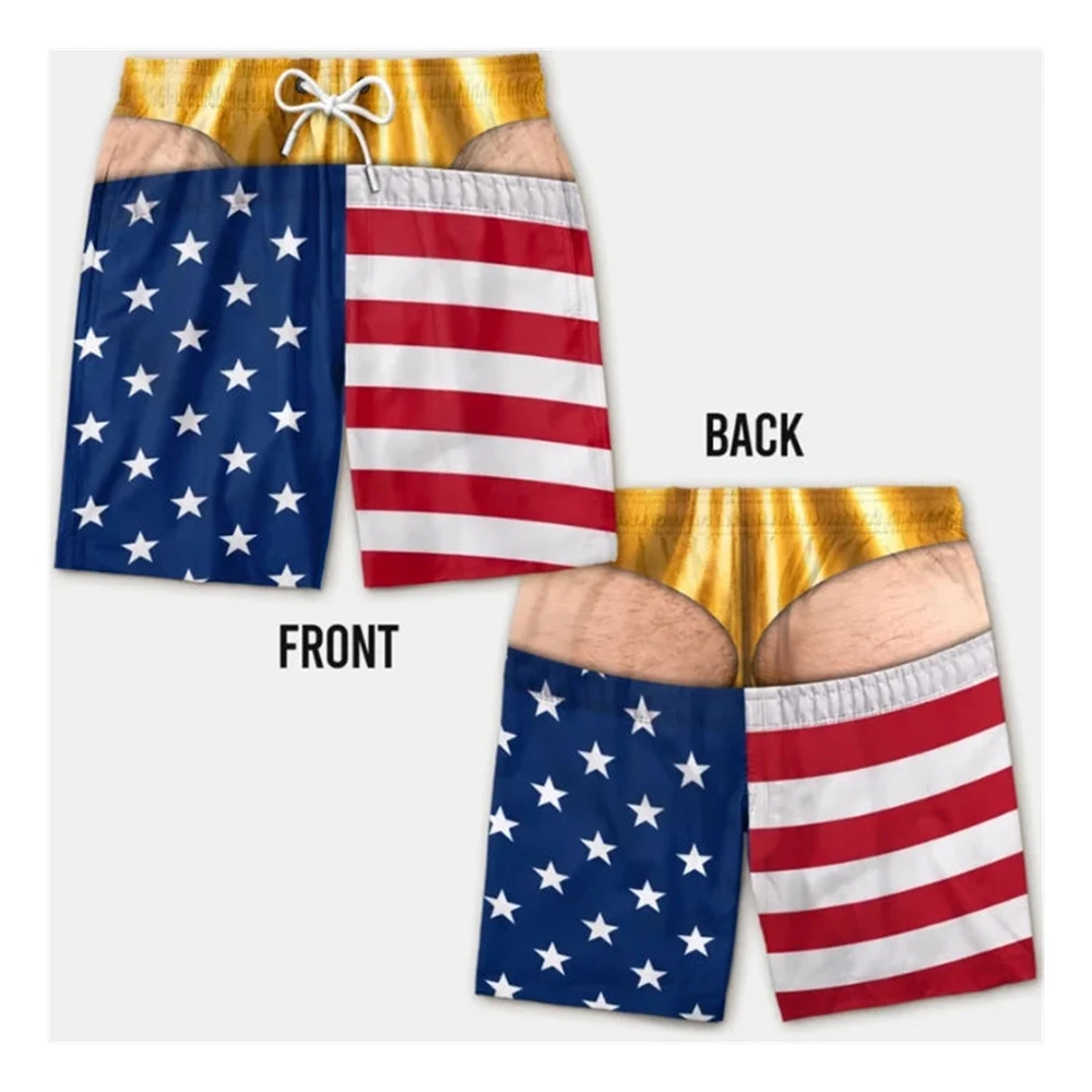 The Stars And Stripes Fun Beach Party Swim Trunks For Men Unique Personality Fashion Beach Shorts Sea Outdoor Novel Shorts Hot