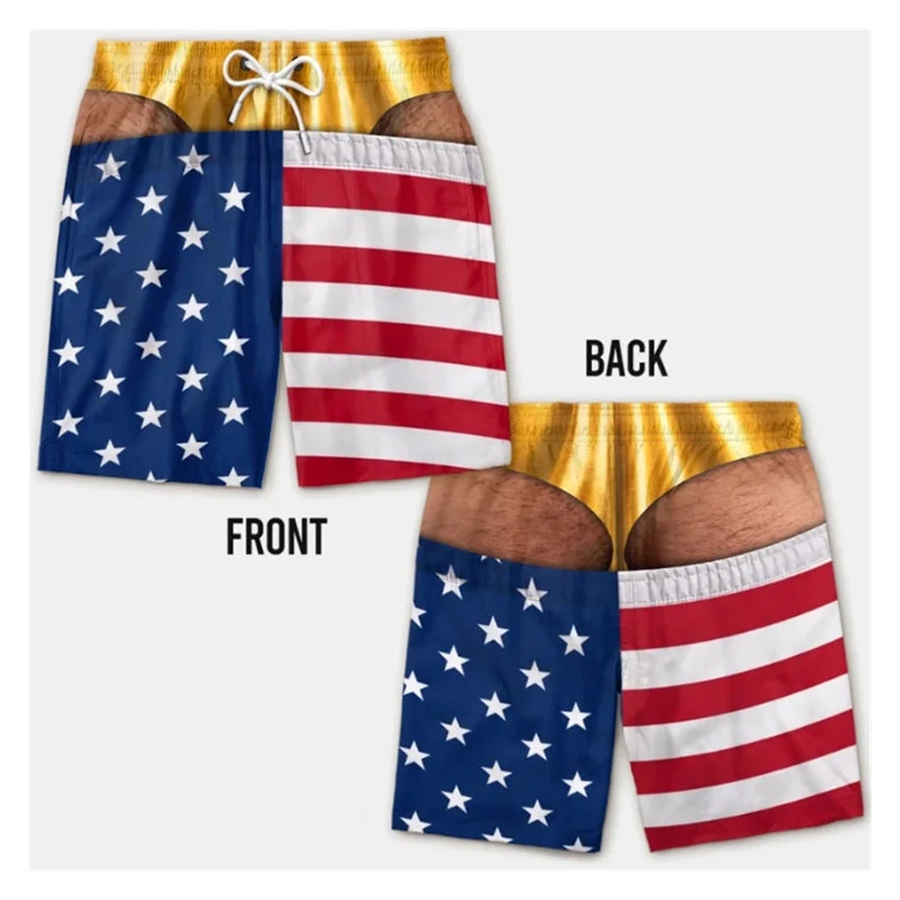 The Stars And Stripes Fun Beach Party Swim Trunks For Men Unique Personality Fashion Beach Shorts Sea Outdoor Novel Shorts Hot