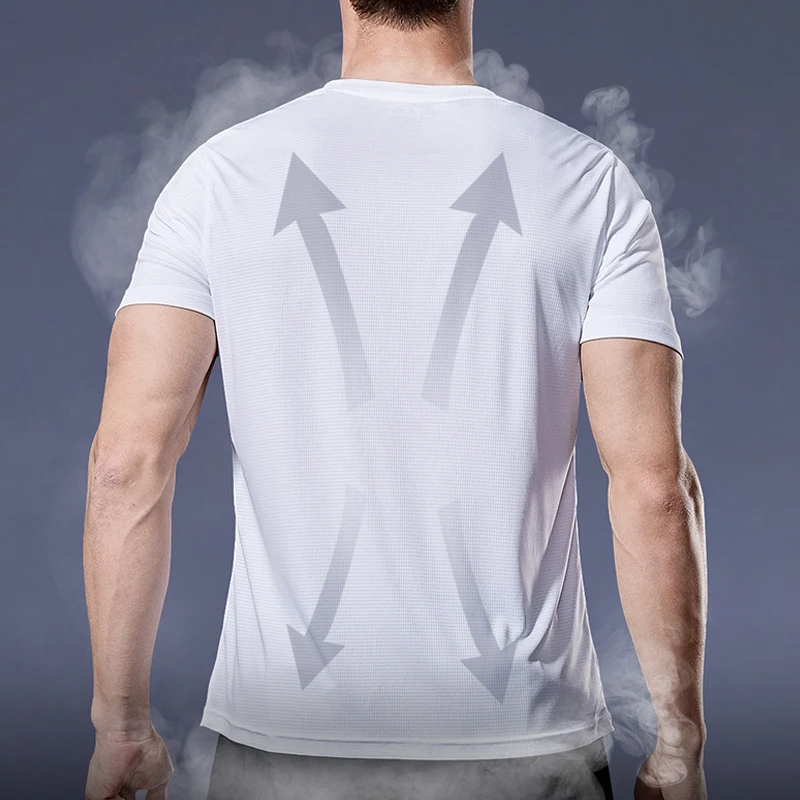 Summer Men Short Sleeve t-Shirt Casual t Shirt Tops Male Quick Dry Running Gym t-Shirts Breathable o-Neck Tee Shirt Man Clothing