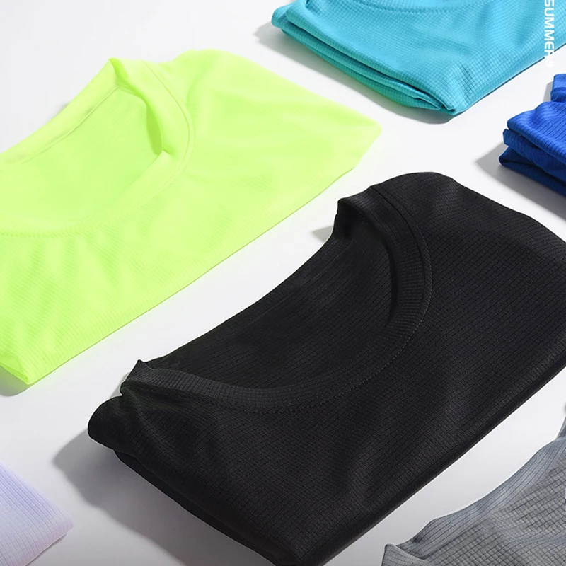 Summer Men Short Sleeve t-Shirt Casual t Shirt Tops Male Quick Dry Running Gym t-Shirts Breathable o-Neck Tee Shirt Man Clothing