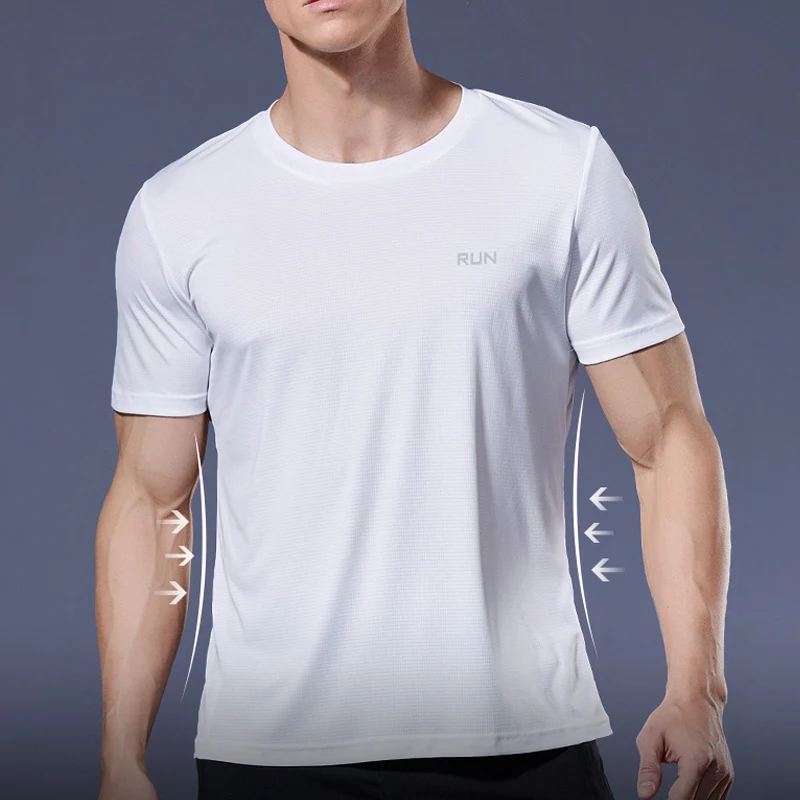 Summer Men Short Sleeve t-Shirt Casual t Shirt Tops Male Quick Dry Running Gym t-Shirts Breathable o-Neck Tee Shirt Man Clothing