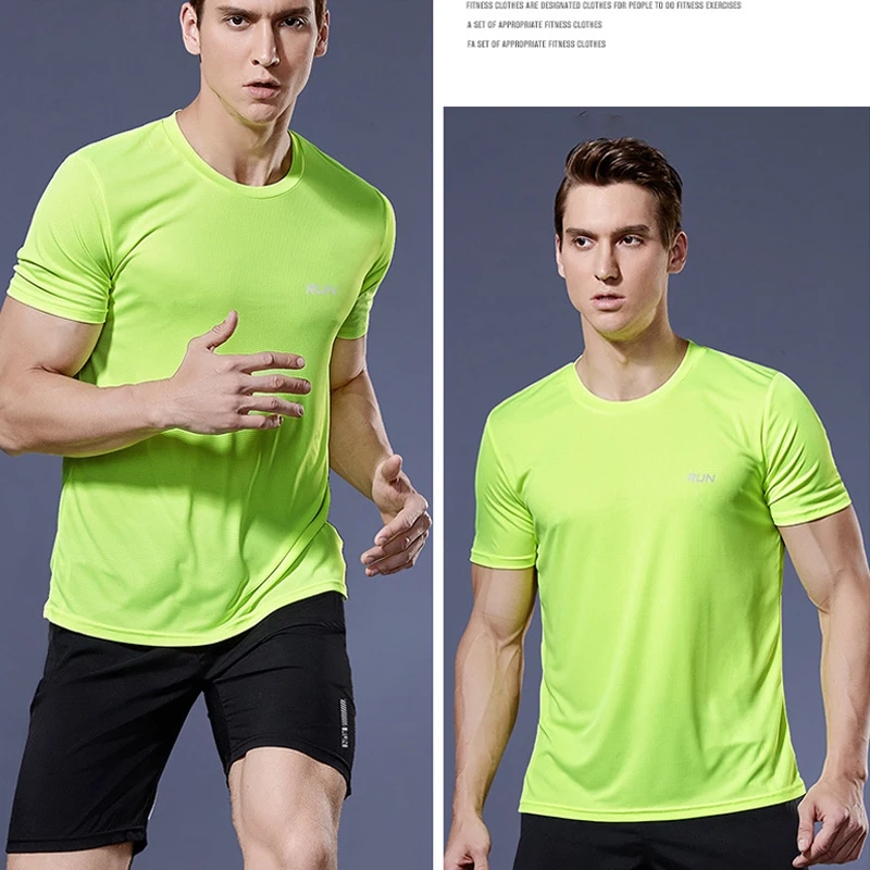 Summer Men Short Sleeve t-Shirt Casual t Shirt Tops Male Quick Dry Running Gym t-Shirts Breathable o-Neck Tee Shirt Man Clothing