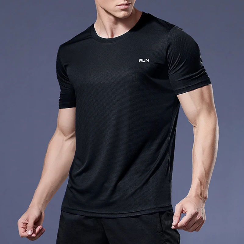 Summer Men Short Sleeve t-Shirt Casual t Shirt Tops Male Quick Dry Running Gym t-Shirts Breathable o-Neck Tee Shirt Man Clothing
