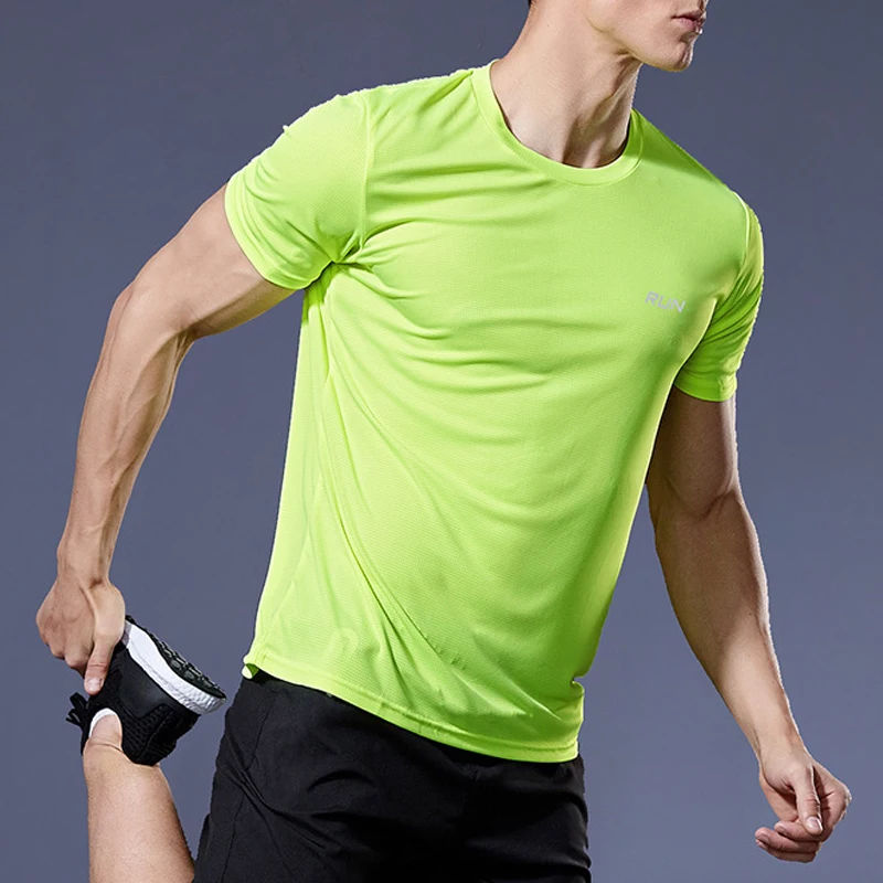 Summer Men Short Sleeve t-Shirt Casual t Shirt Tops Male Quick Dry Running Gym t-Shirts Breathable o-Neck Tee Shirt Man Clothing