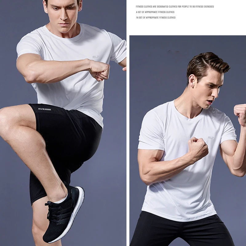 Summer Men Short Sleeve t-Shirt Casual t Shirt Tops Male Quick Dry Running Gym t-Shirts Breathable o-Neck Tee Shirt Man Clothing