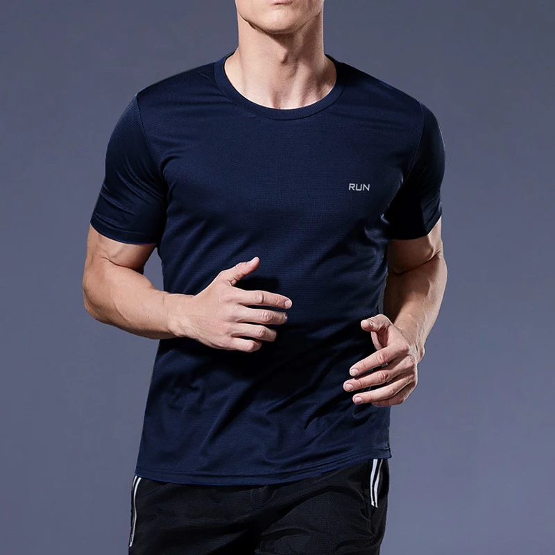 Summer Men Short Sleeve t-Shirt Casual t Shirt Tops Male Quick Dry Running Gym t-Shirts Breathable o-Neck Tee Shirt Man Clothing