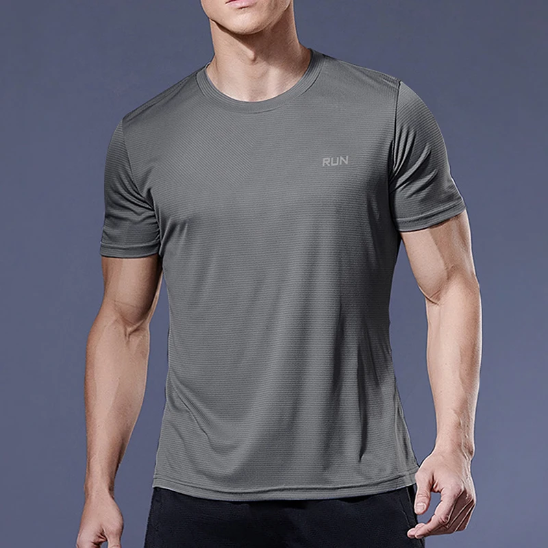 Summer Men Short Sleeve t-Shirt Casual t Shirt Tops Male Quick Dry Running Gym t-Shirts Breathable o-Neck Tee Shirt Man Clothing