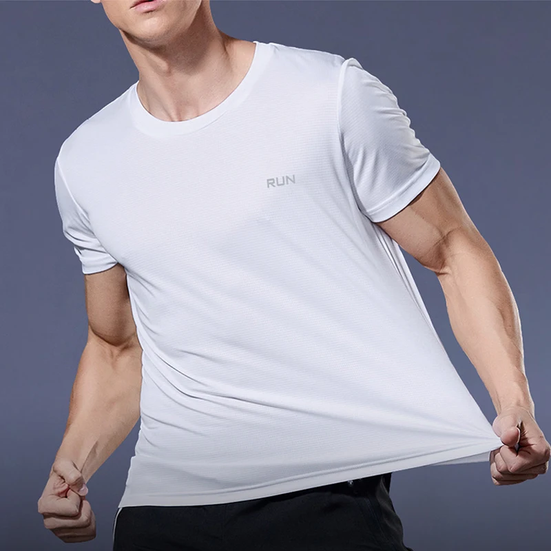 Summer Men Short Sleeve t-Shirt Casual t Shirt Tops Male Quick Dry Running Gym t-Shirts Breathable o-Neck Tee Shirt Man Clothing