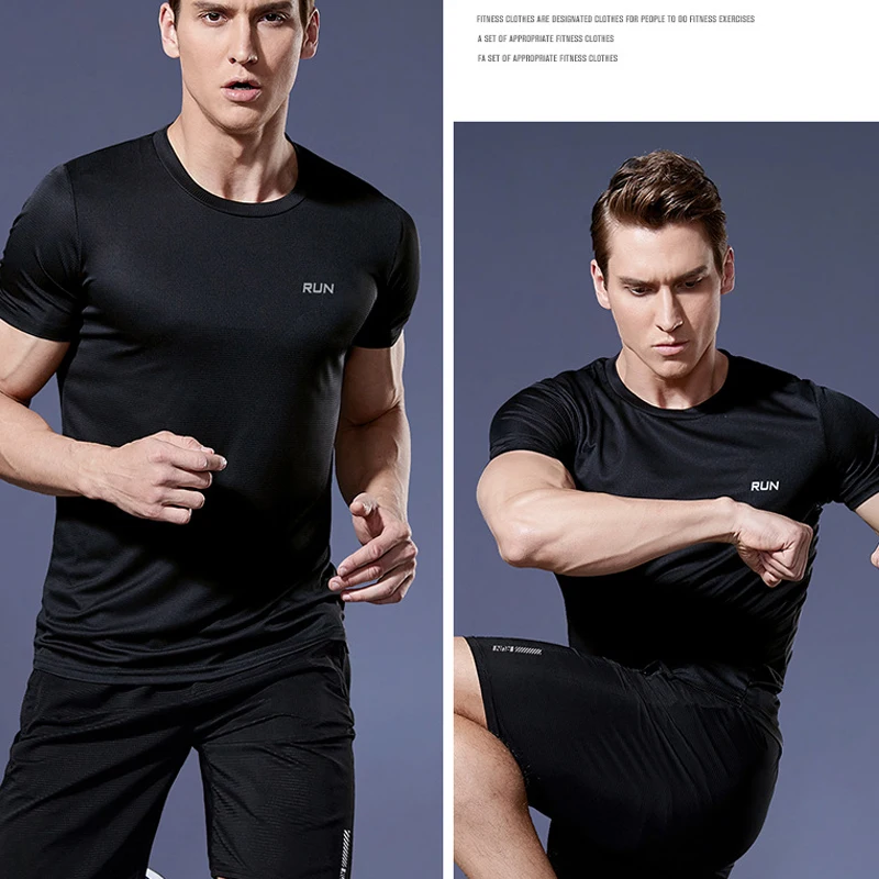 Summer Men Short Sleeve t-Shirt Casual t Shirt Tops Male Quick Dry Running Gym t-Shirts Breathable o-Neck Tee Shirt Man Clothing