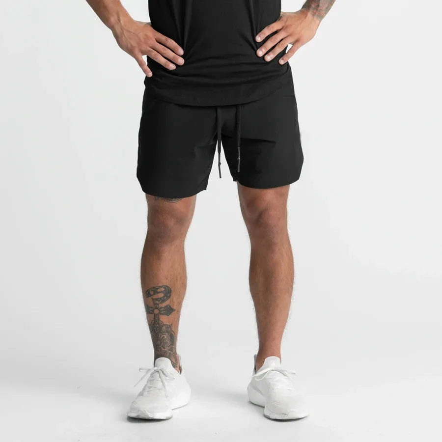 Shorts Single Woven Quick Dry Shorts Solid Color Running Fitness Sports Casual American Style Five Quarter Pants For Men