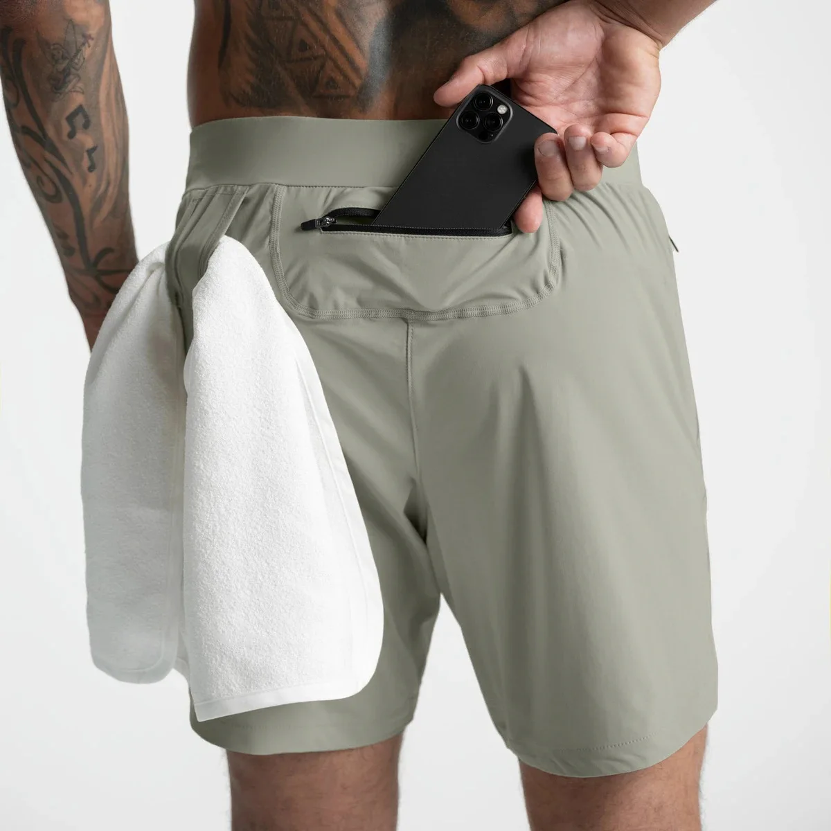 Shorts Single Woven Quick Dry Shorts Solid Color Running Fitness Sports Casual American Style Five Quarter Pants For Men