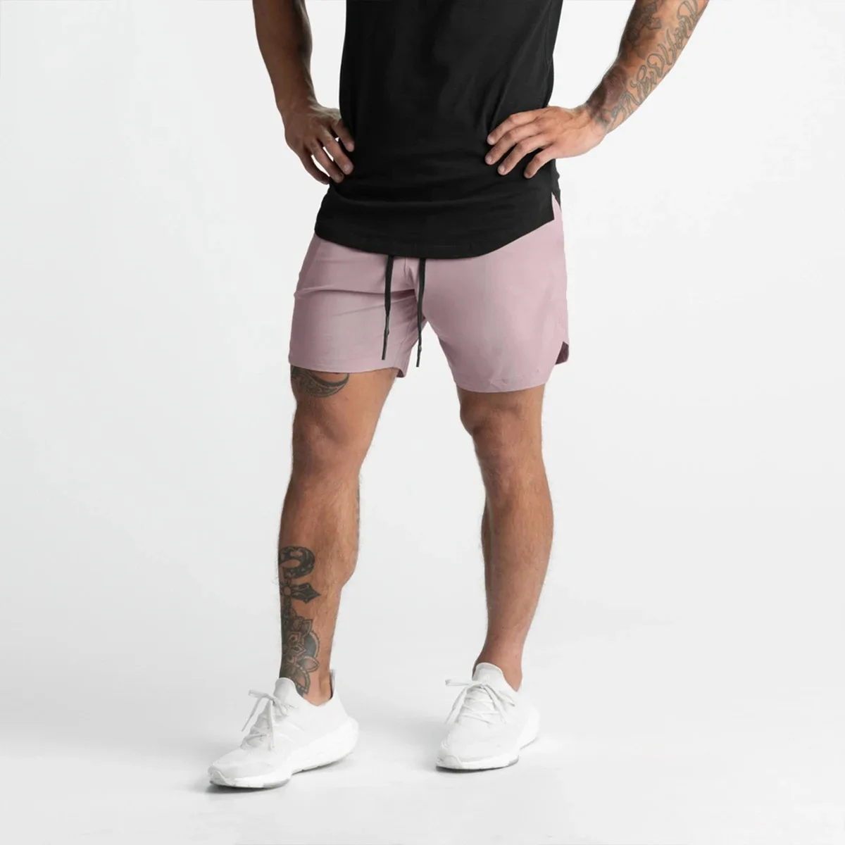 Shorts Single Woven Quick Dry Shorts Solid Color Running Fitness Sports Casual American Style Five Quarter Pants For Men