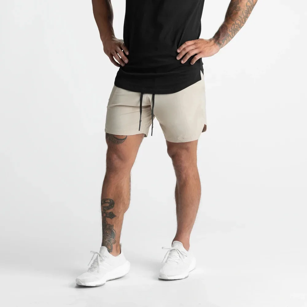 Shorts Single Woven Quick Dry Shorts Solid Color Running Fitness Sports Casual American Style Five Quarter Pants For Men