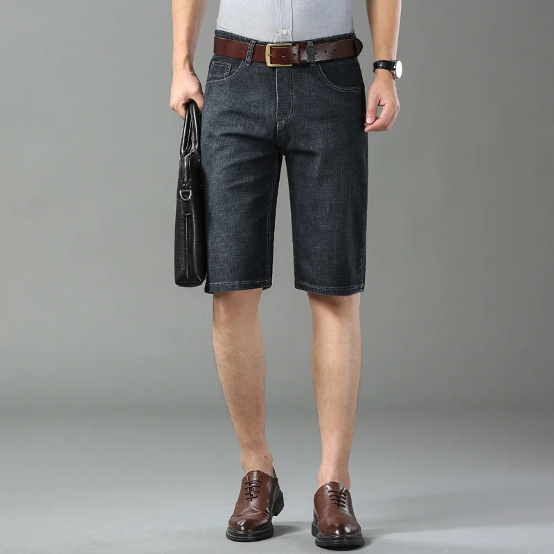 Summer Shorts Jeans Men Denim Pants Stretch Black Fashion Design Men's Jeans Slim Straight Male Short Jeans