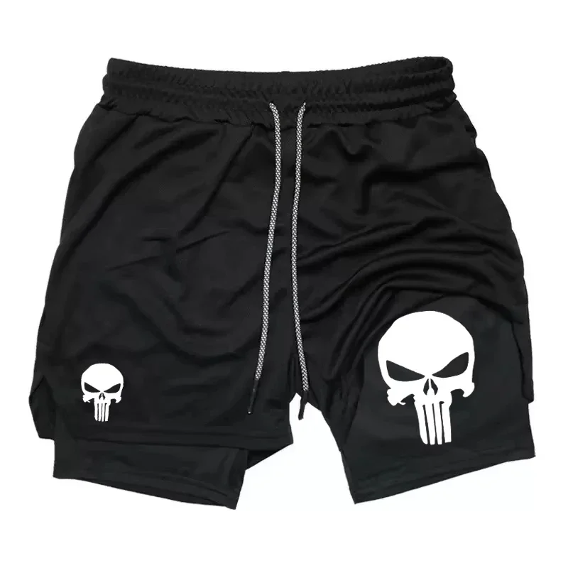 Summer Men's 2-in-1 Sports Shorts with Phone Bag, Quick Drying Fitness Running Shorts