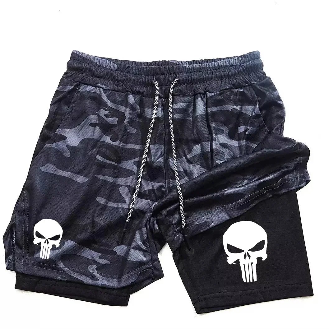 Summer Men's 2-in-1 Sports Shorts with Phone Bag, Quick Drying Fitness Running Shorts