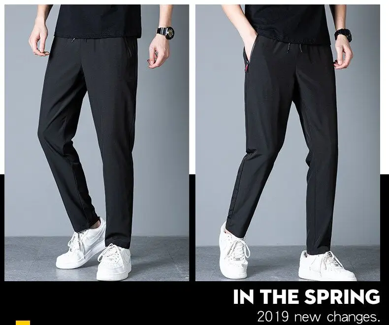 Men's Casual Pants Straight Leg Slim Fit Elastic Waist Jogging Pants Korean Classic Blue Black Gray Men's Pants Plus Size 4XL 5X
