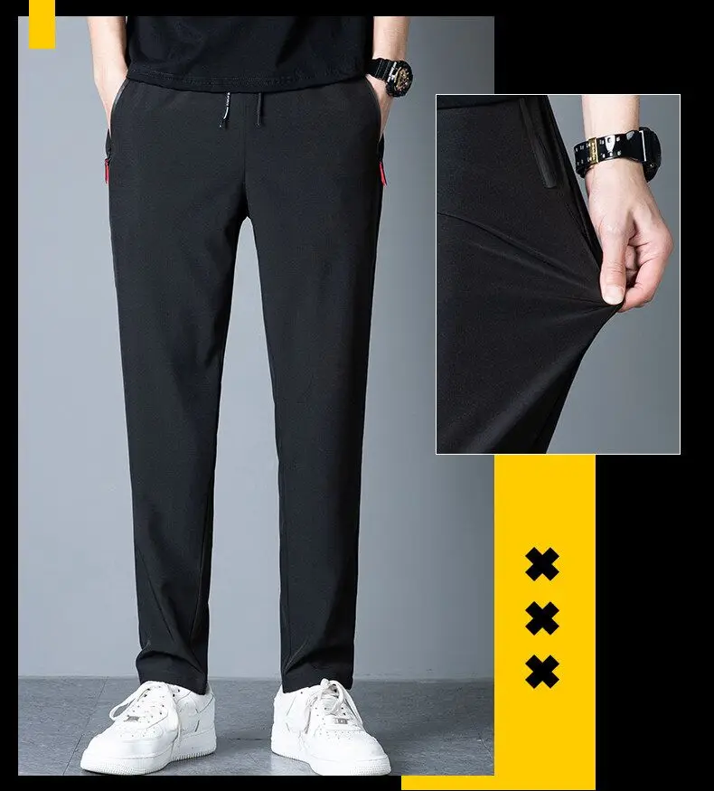 Men's Casual Pants Straight Leg Slim Fit Elastic Waist Jogging Pants Korean Classic Blue Black Gray Men's Pants Plus Size 4XL 5X