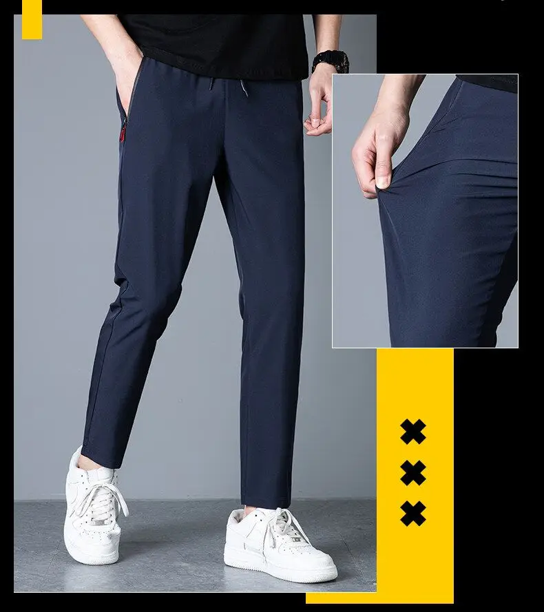 Men's Casual Pants Straight Leg Slim Fit Elastic Waist Jogging Pants Korean Classic Blue Black Gray Men's Pants Plus Size 4XL 5X