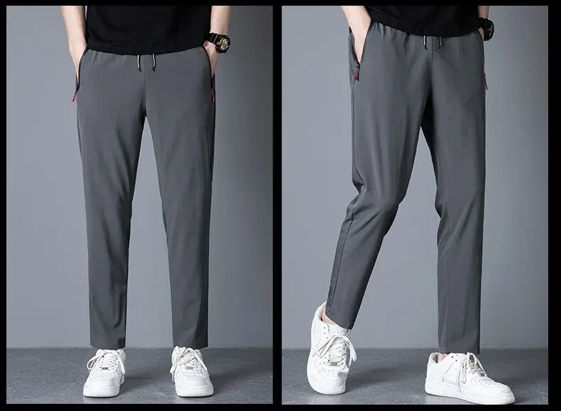 Men's Casual Pants Straight Leg Slim Fit Elastic Waist Jogging Pants Korean Classic Blue Black Gray Men's Pants Plus Size 4XL 5X
