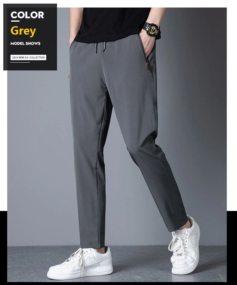 Men's Casual Pants Straight Leg Slim Fit Elastic Waist Jogging Pants Korean Classic Blue Black Gray Men's Pants Plus Size 4XL 5X