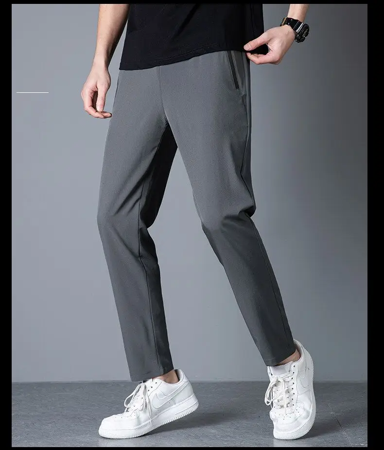 Men's Casual Pants Straight Leg Slim Fit Elastic Waist Jogging Pants Korean Classic Blue Black Gray Men's Pants Plus Size 4XL 5X