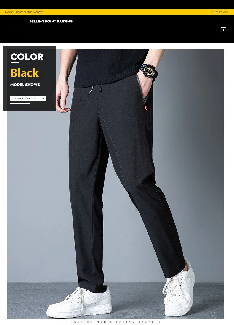 Men's Casual Pants Straight Leg Slim Fit Elastic Waist Jogging Pants Korean Classic Blue Black Gray Men's Pants Plus Size 4XL 5X