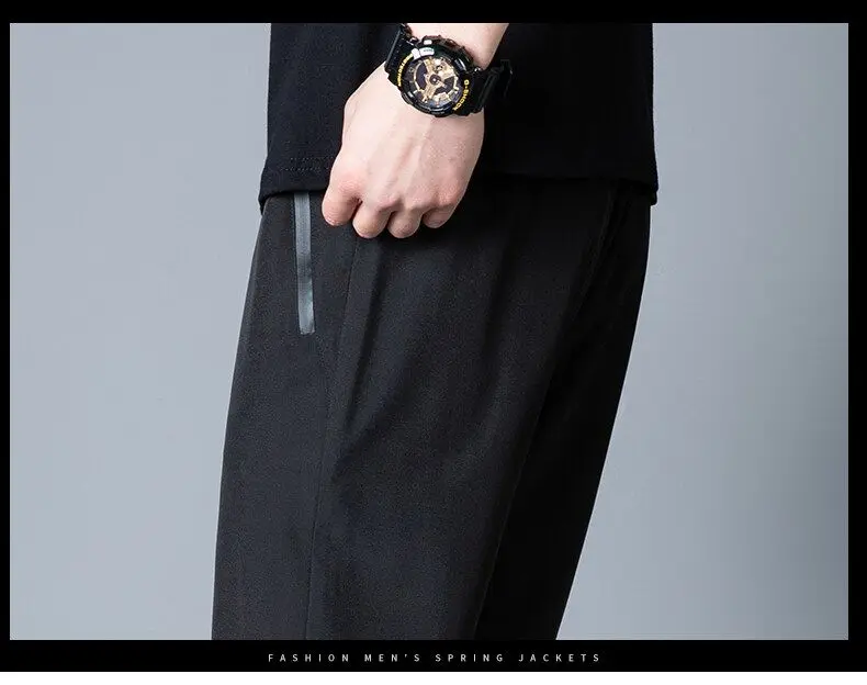 Men's Casual Pants Straight Leg Slim Fit Elastic Waist Jogging Pants Korean Classic Blue Black Gray Men's Pants Plus Size 4XL 5X