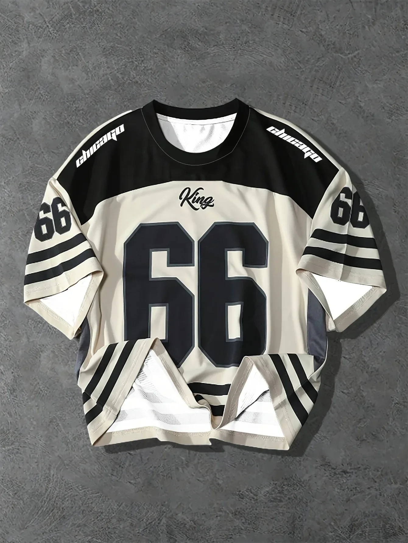 Summer 2025 New Men's T-Shirt, Casual Round-Neck T-Shirt, Chicago Letter Print Pattern Polyester Pullover, Summer Daily Outdoor