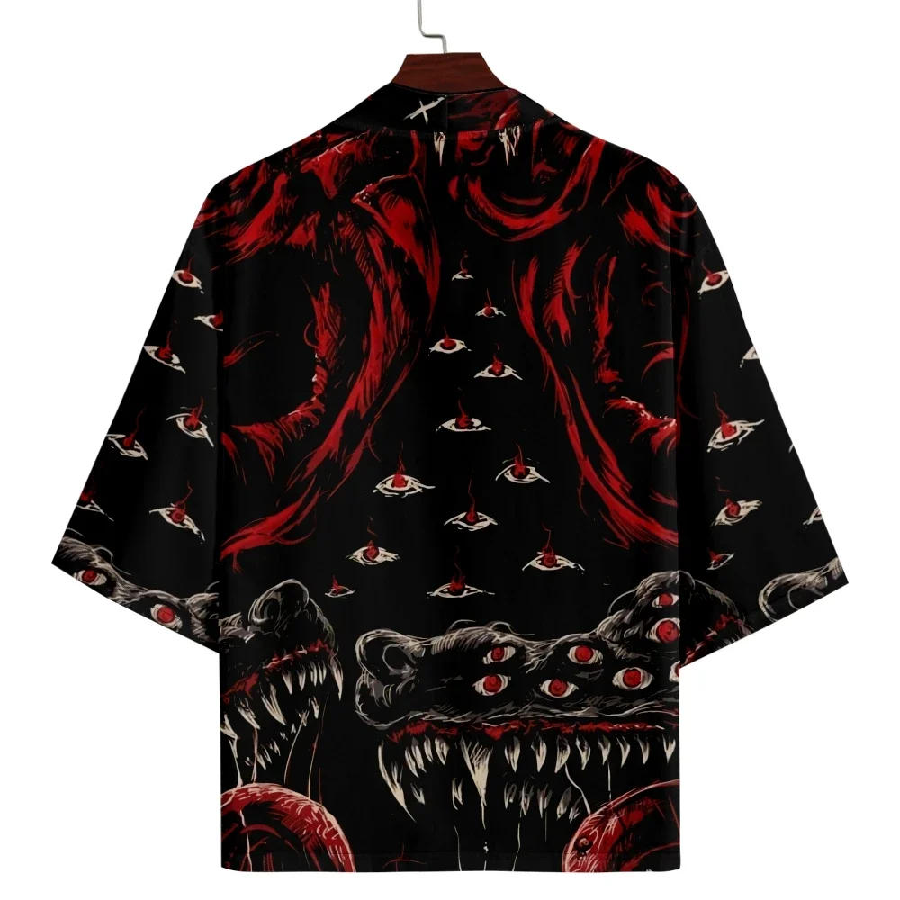 New Trend Fashion Men's Casual Kimono Demon Eye Printing Men's Traditional Kimono Daily Casual Women's Cardigan Tops