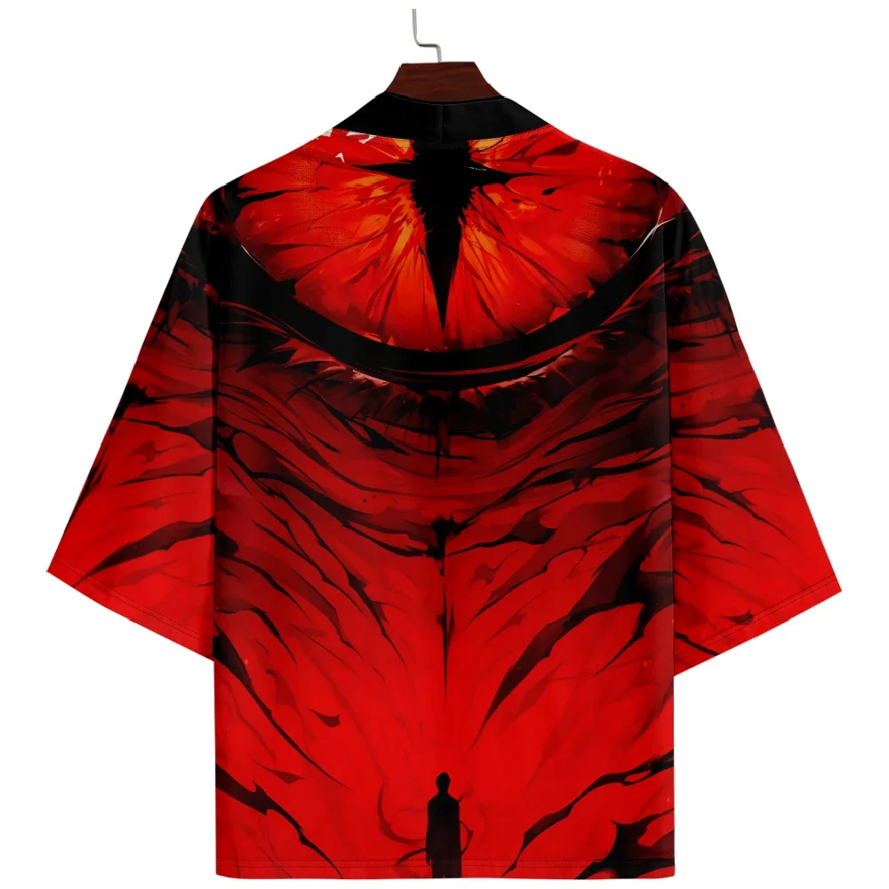 New Trend Fashion Men's Casual Kimono Demon Eye Printing Men's Traditional Kimono Daily Casual Women's Cardigan Tops