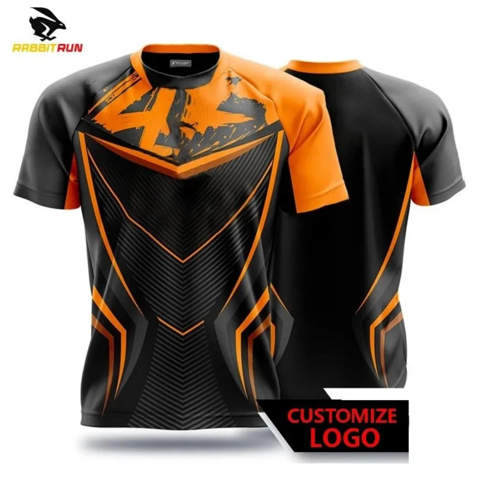 New men's breathable and comfortable T-shirt with striped printed pattern outdoor casual sports top