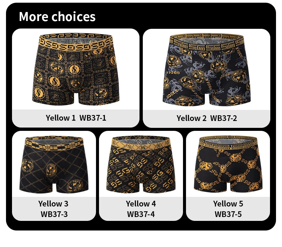 5 /10 Pack Men's Black Gold Printed Boxer Underwear Comfortable And Versatile Plus Size Sexy Young Men's Leisure Sports Beach Sh