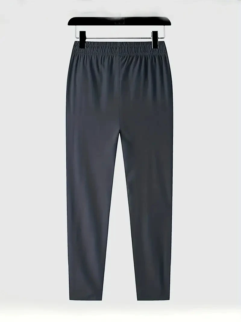 Soft Men's Casual Straight Pants Stretch Elastic Waist Jogger Korean Classic Blue Black Gray Brand Trousers Plus Size