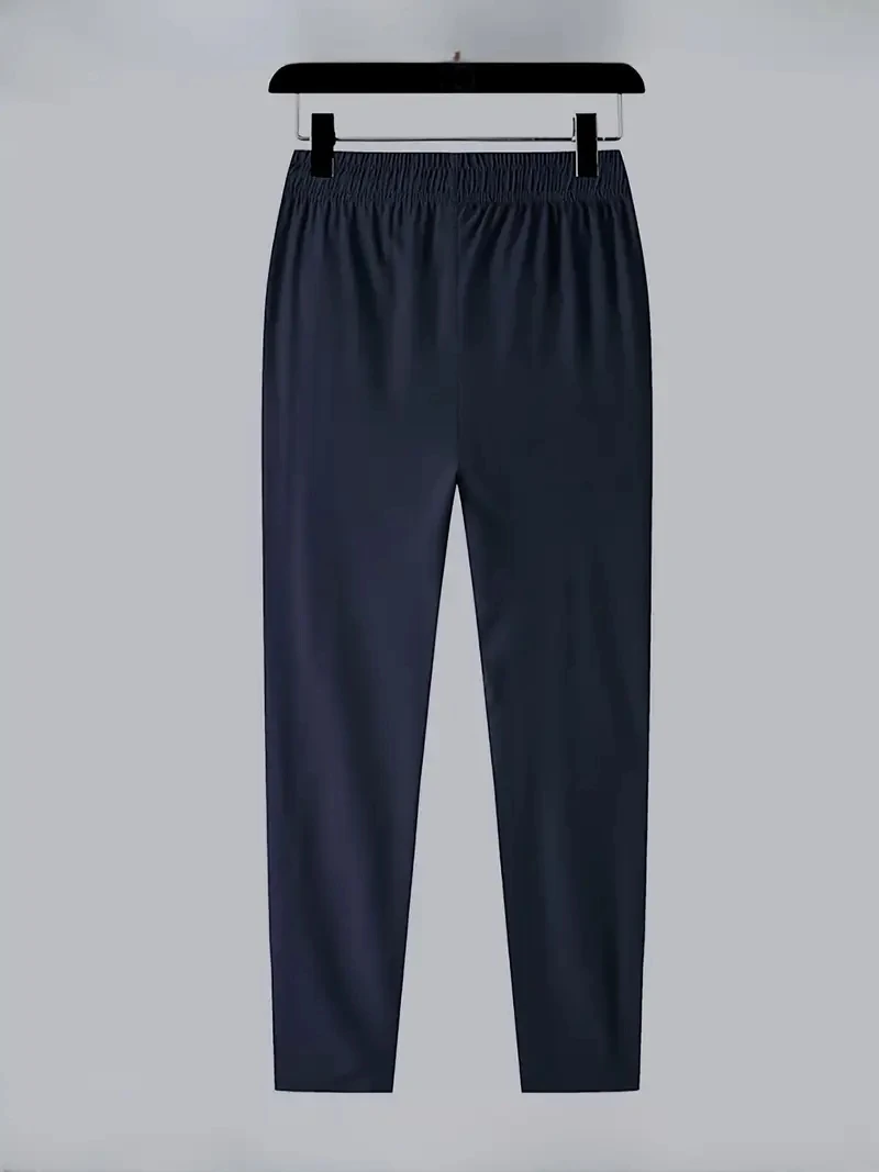 Soft Men's Casual Straight Pants Stretch Elastic Waist Jogger Korean Classic Blue Black Gray Brand Trousers Plus Size
