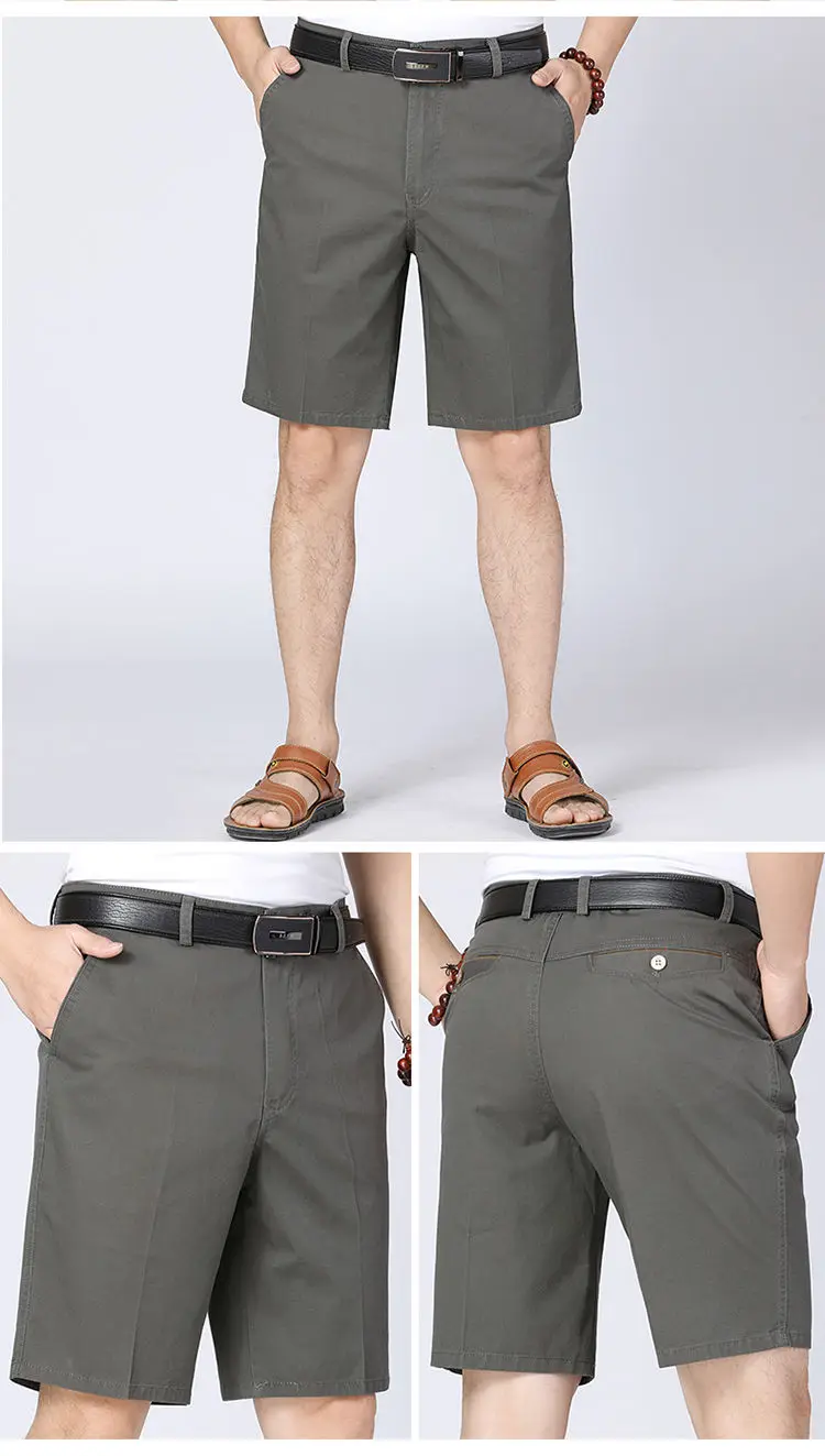 100% Cotton Shorts Men Knee Length Boardshorts Classic Brand Comfortable Clothing Beach Shorts Male Short Trousers