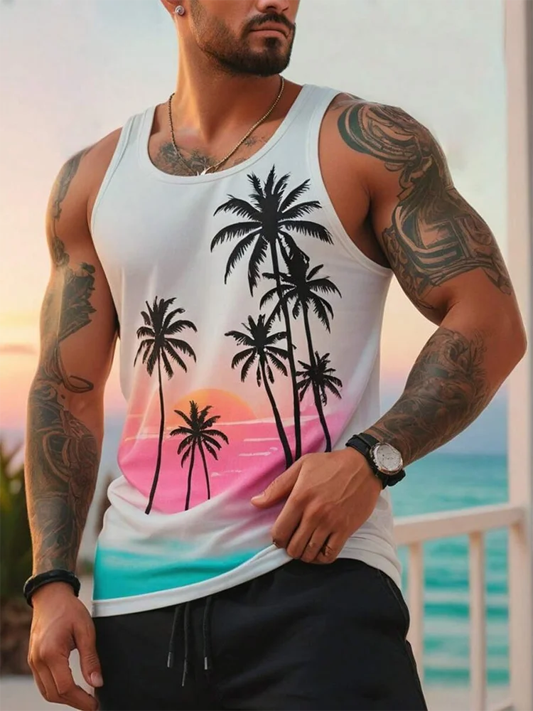 Hawaiian Casual Fashion Men's Tank Top Summer Daily Street Men's Tank Top Outdoor Sports Men's Sleeveless T-shirt 3D Print