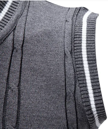 New Men's Knit V-Neck Sleeveless Vests Slim Fit Knitted Pullovers Sweaters Fashion Patchwork Smart Casual Streetwear