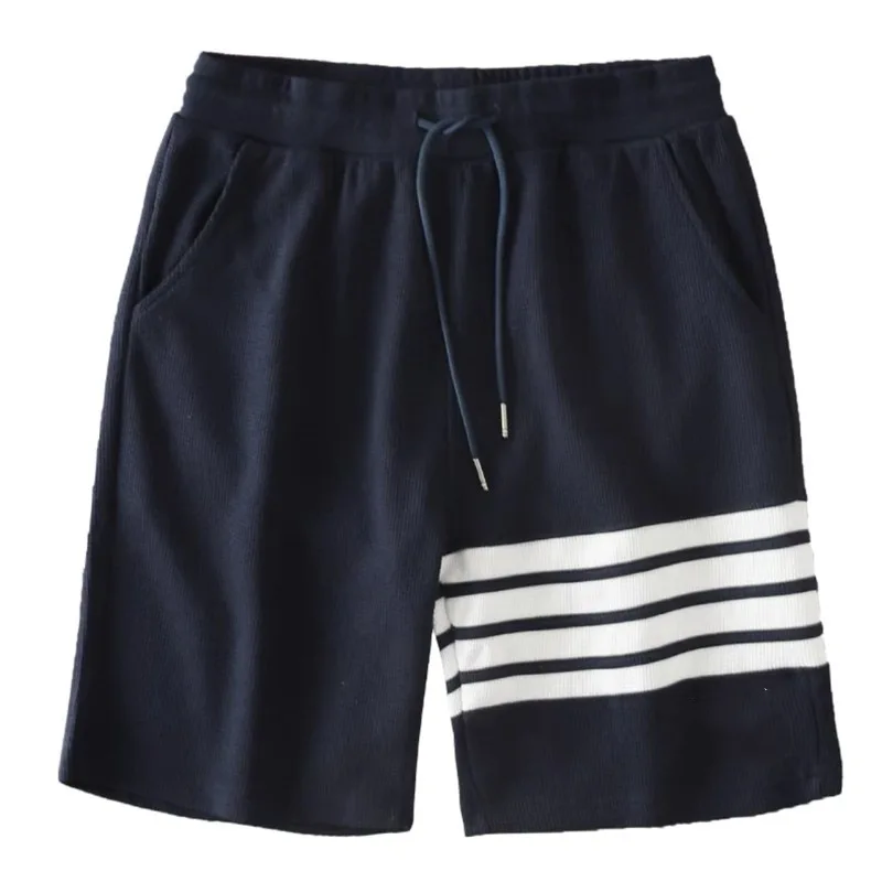 Four bar shorts men's summer new style waffle style trendy men's sports and leisure five quarter pants men's cross-border foreig