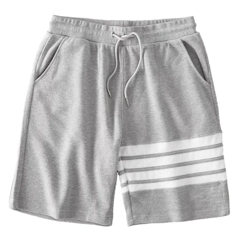 Four bar shorts men's summer new style waffle style trendy men's sports and leisure five quarter pants men's cross-border foreig