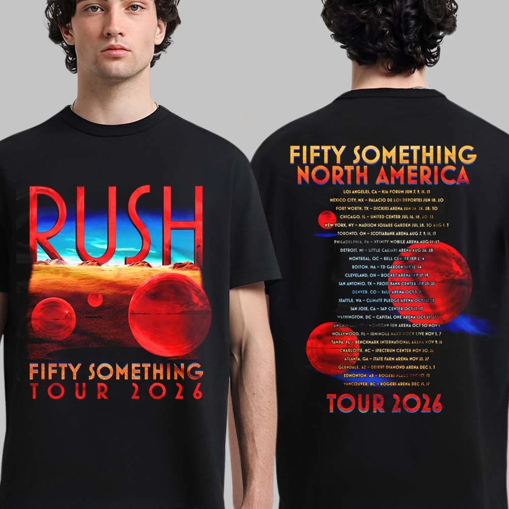 Rush Band Fifty Something Tour 2026 Merch Rush Stage T-shirt Cotton Men's Clothing Women's T-Shirt Y2k Casual Fan Summer T Shirt