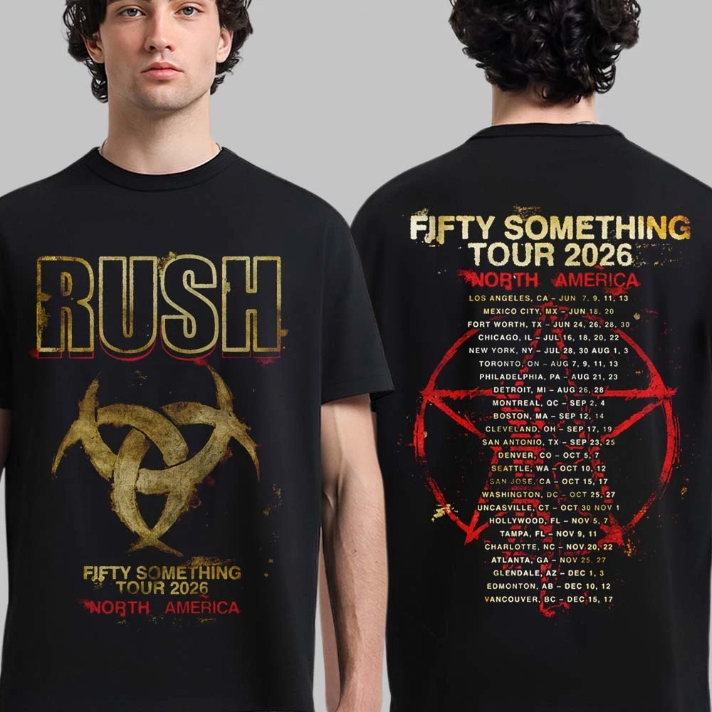 Rush Band Fifty Something Tour 2026 Merch Rush Stage T-shirt Cotton Men's Clothing Women's T-Shirt Y2k Casual Fan Summer T Shirt