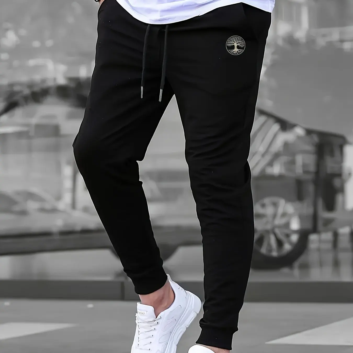 2026 new Men's Summer Casual Joggers, Elastic Drawstring Waist and Cuffs, Logo Print, Comfortable Fabric, Sports Pants