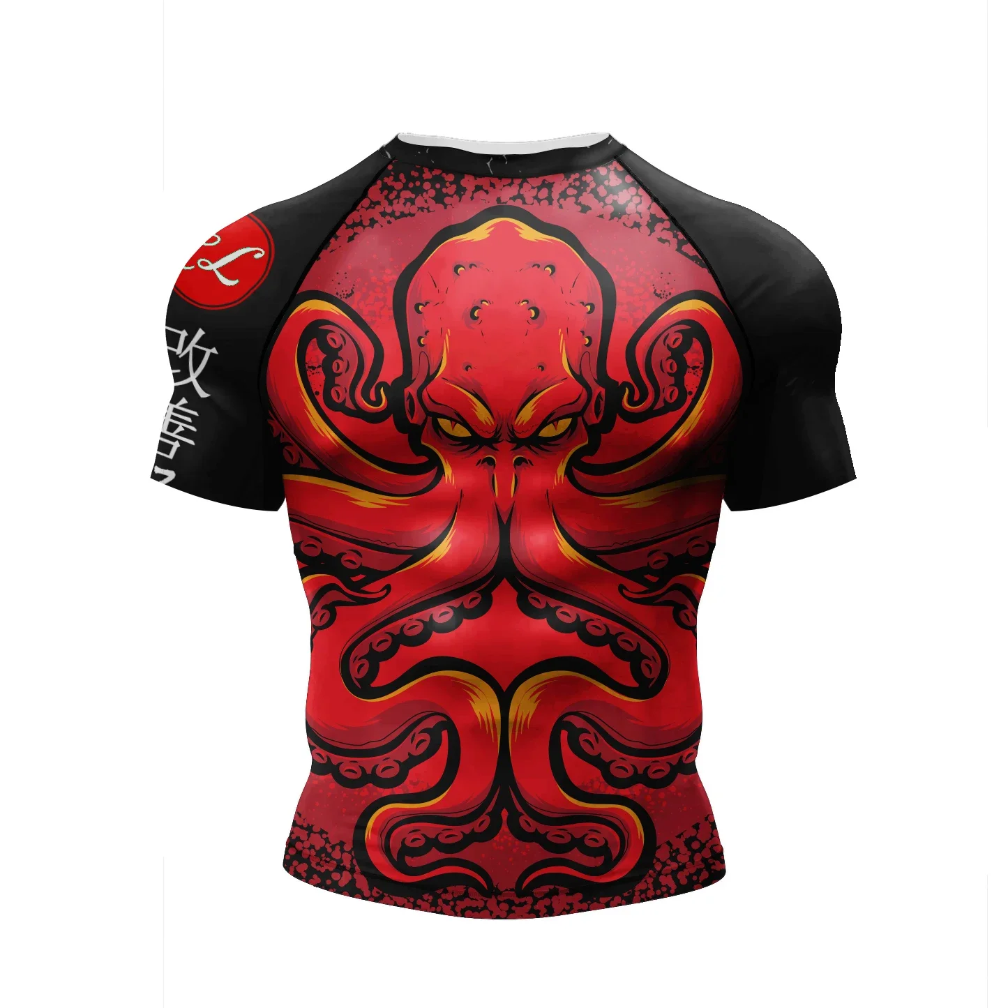 Ukiyo-e Style Dragon Compression T-Shirt, MMA Training Rash Guard BJJ 3D Printed Quick-Drying T-Shirt Summer outdoor streetwear