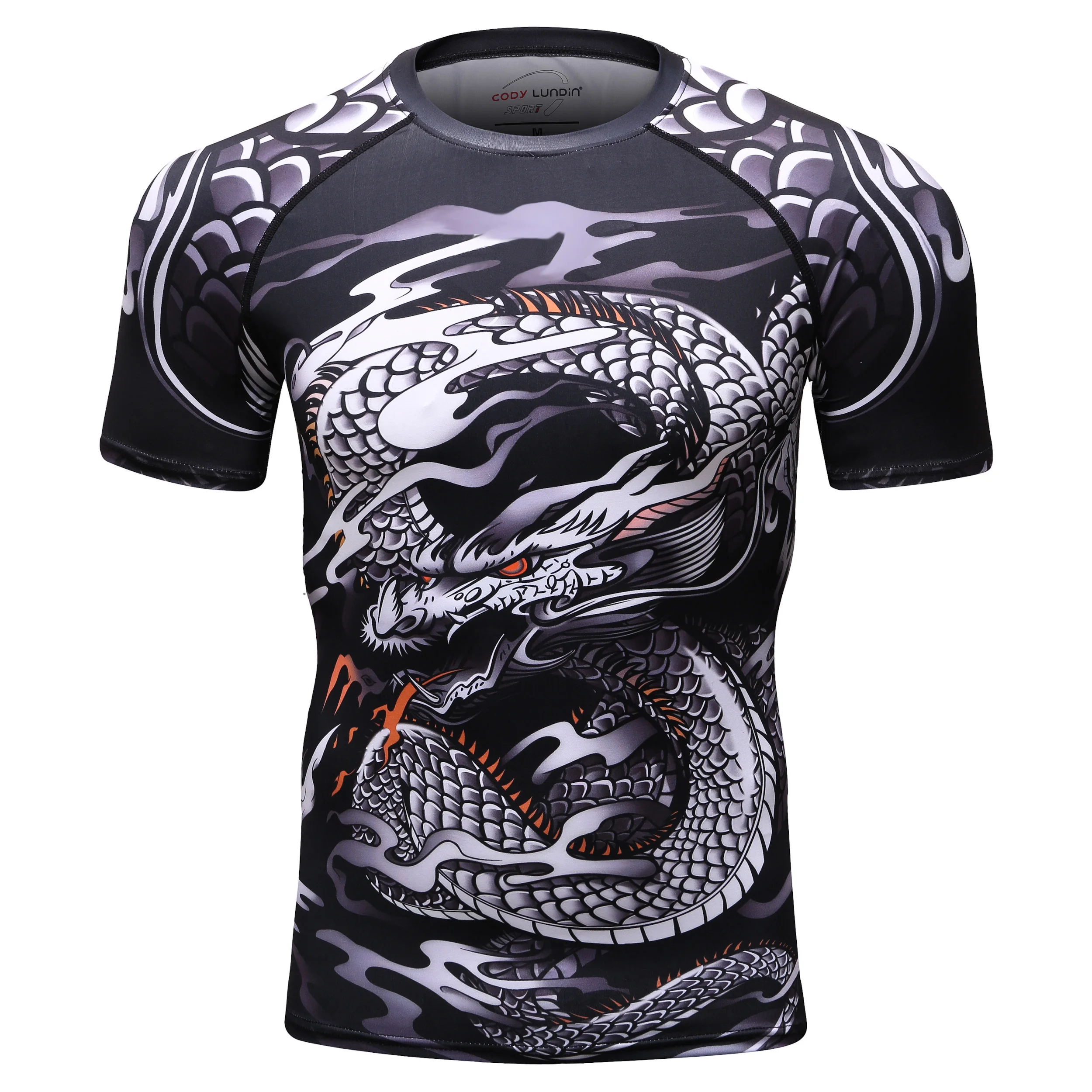 Ukiyo-e Style Dragon Compression T-Shirt, MMA Training Rash Guard BJJ 3D Printed Quick-Drying T-Shirt Summer outdoor streetwear