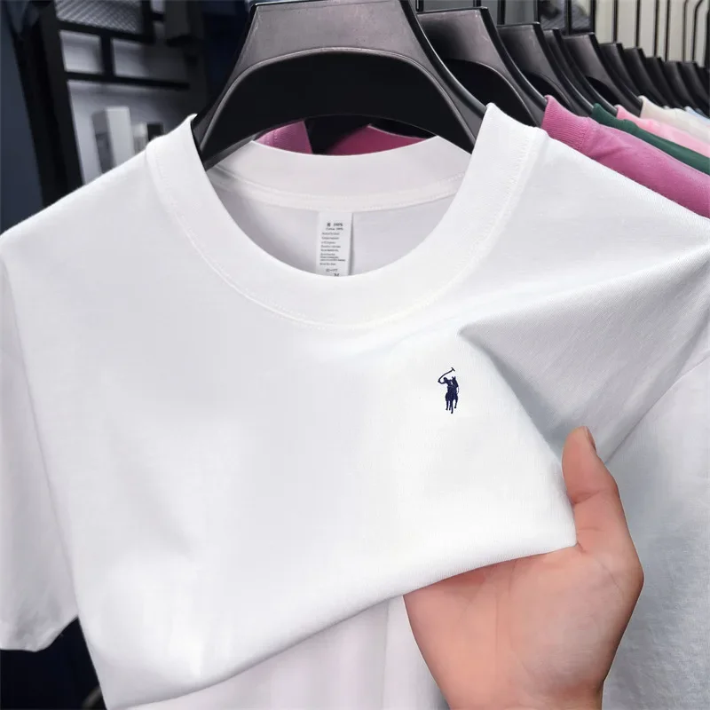 100_ cotton men's short sleeve T-shirt fashion brand Paul Pony embroidery summer new high-end comfortable casual round neck top