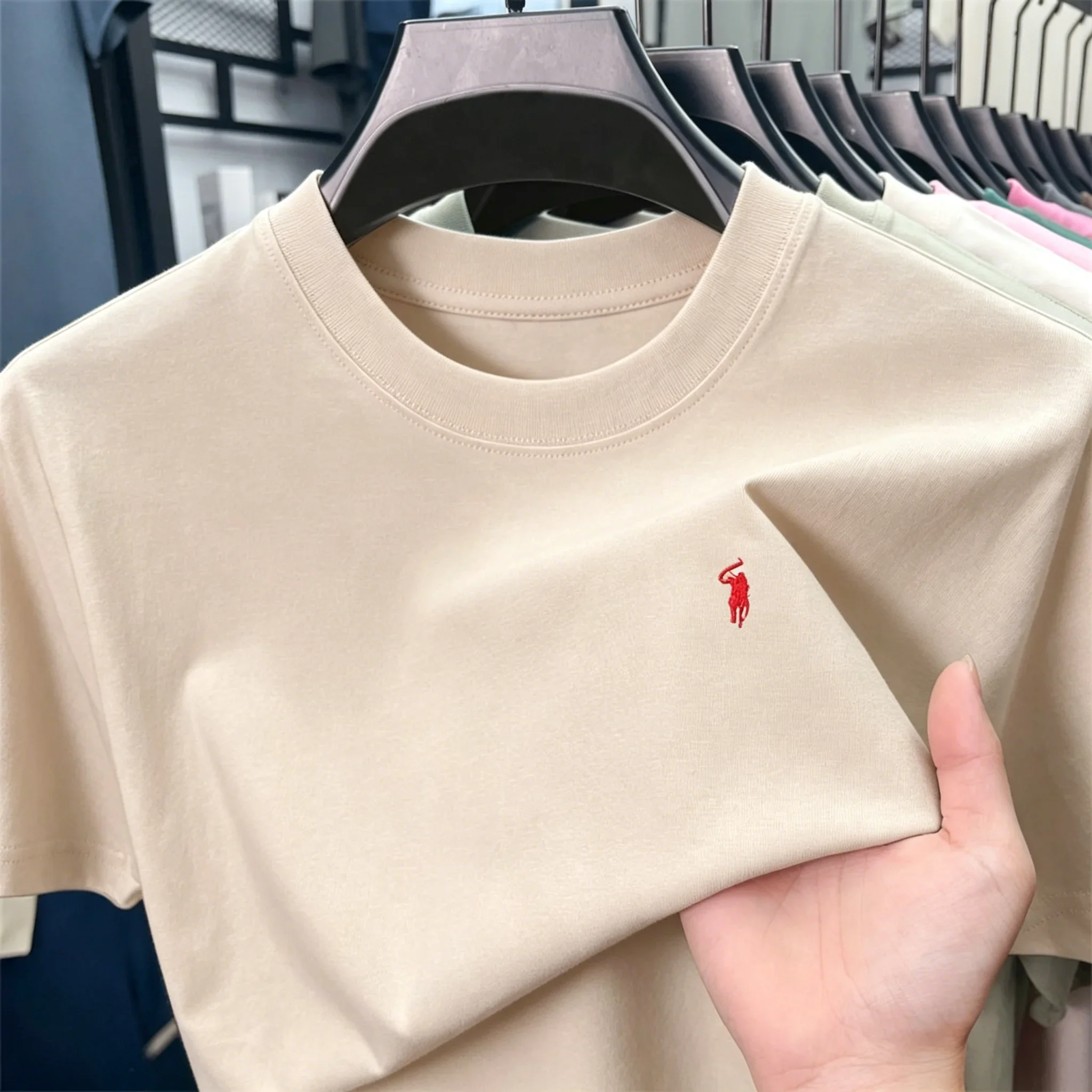 100_ cotton men's short sleeve T-shirt fashion brand Paul Pony embroidery summer new high-end comfortable casual round neck top